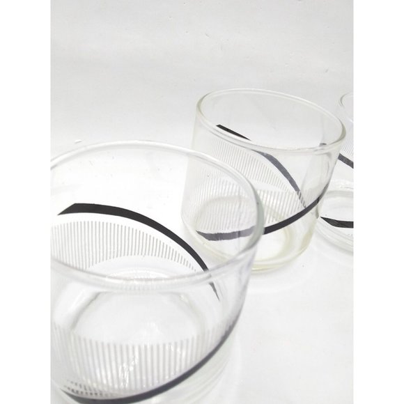 Mika's midnight? G. Braids Black/White Lowball Glasses Retro MCM Bar Ware Set/4. - Picture 7 of 12
